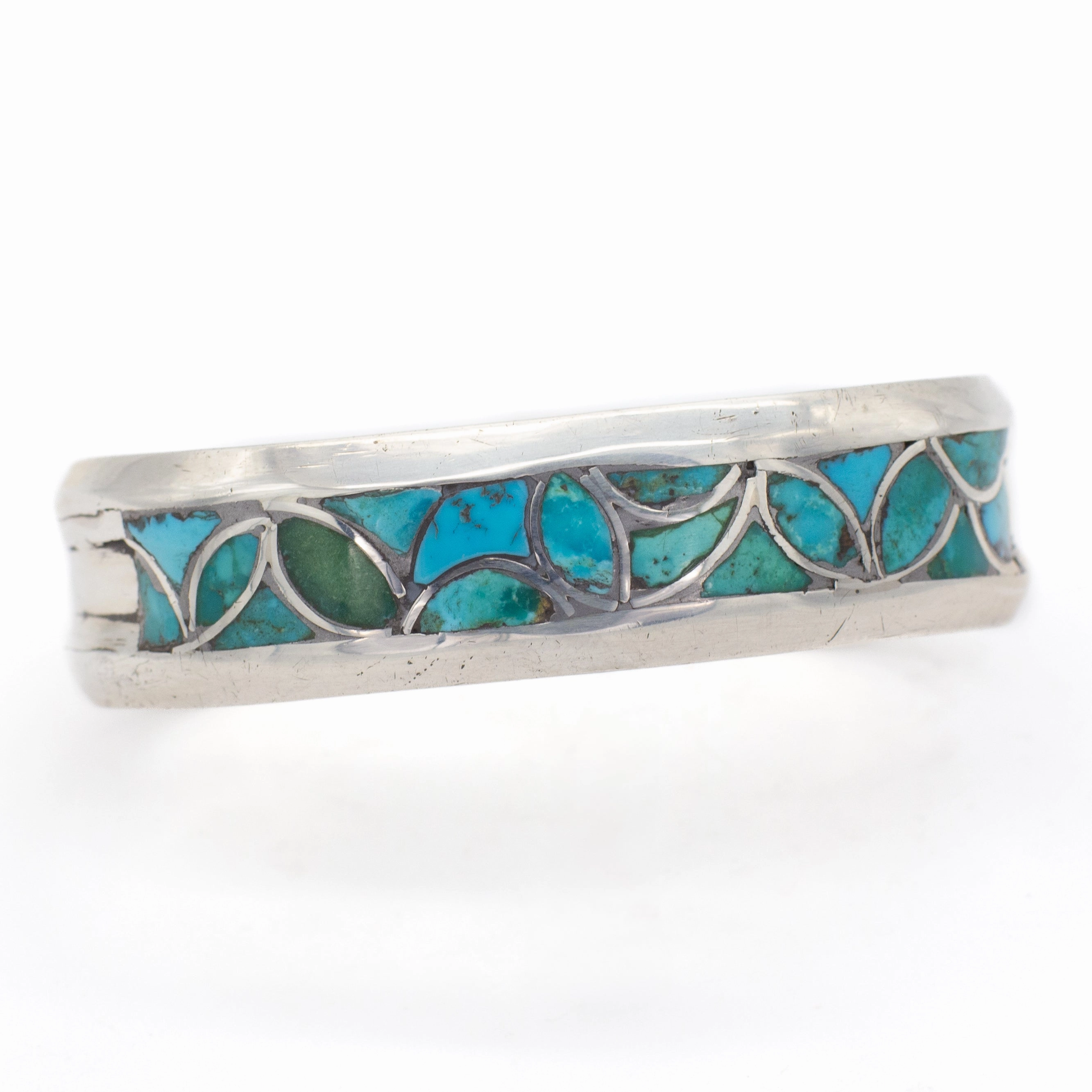 Luxury Outfit Navajo Handmade Sterling Silver Turquoise Cuff Bracelet (Hallmark Unknown)