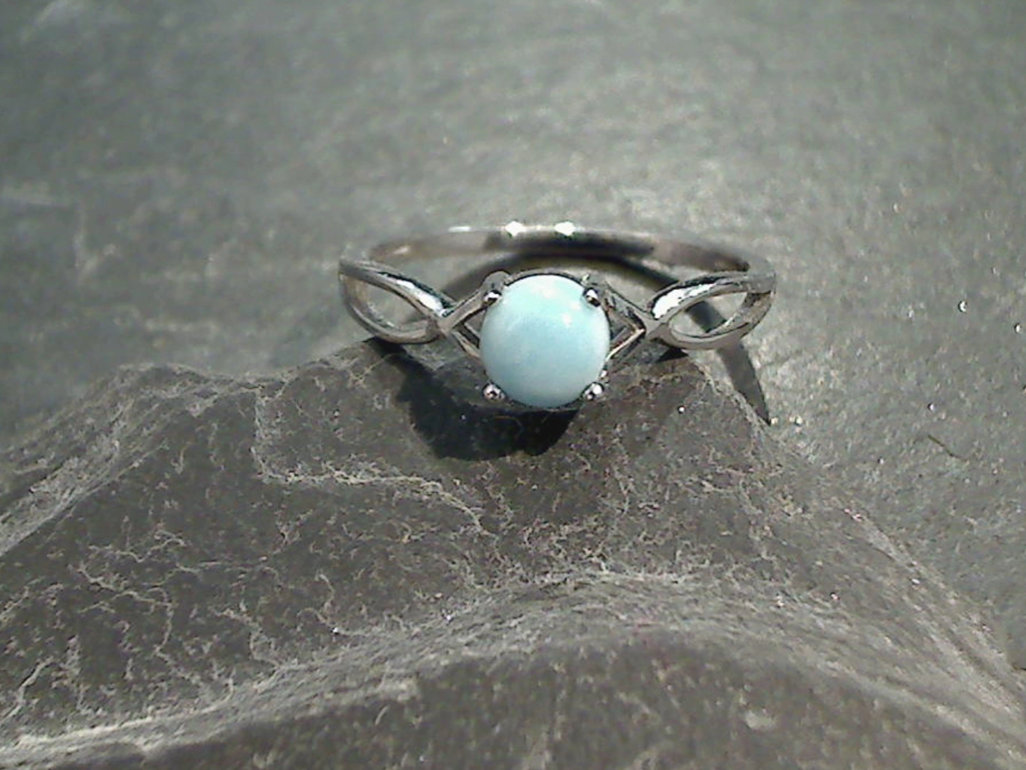 Unique Look Size 9 Larimar, Rhodium Plated Sterling Silver Ring