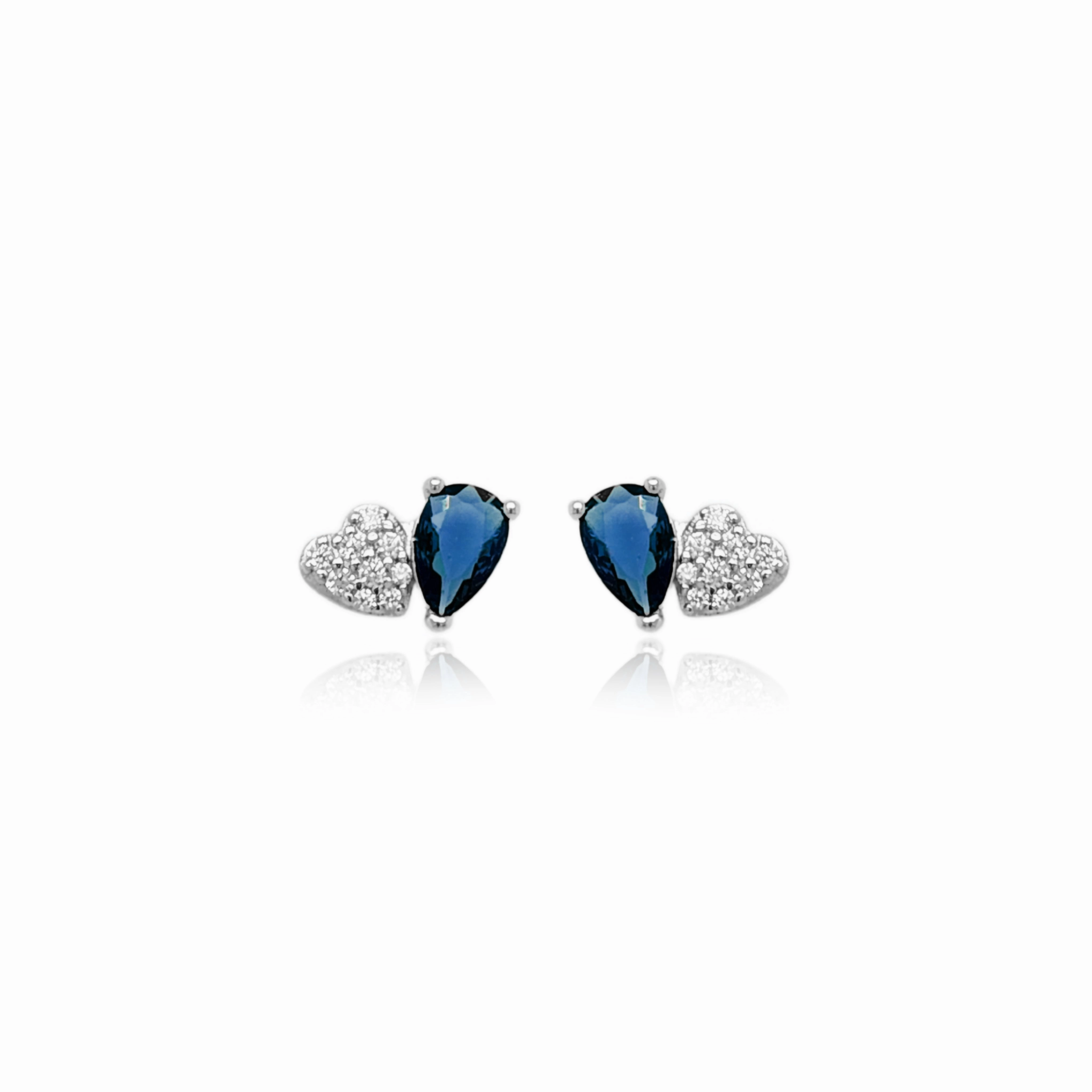 Sterling Silver Micropave Heart With Colored Pear CZ Stud Earring Luxe Appeal