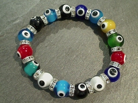 Glass Evil Eye 8MM Stretch Bracelet - Multi Color Casual Shine Radiant Look