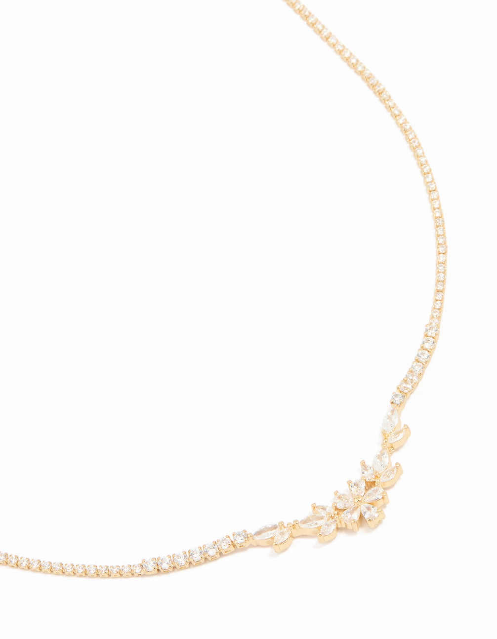 Daily Accent Gold Plated Cubic Zirconia Flower Cup Chain Necklace