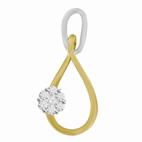 LADIES PENDANT WITH CHAIN 0.15CT ROUND DIAMOND 10K WHITE/YELLOW GOLD Delicate Mood