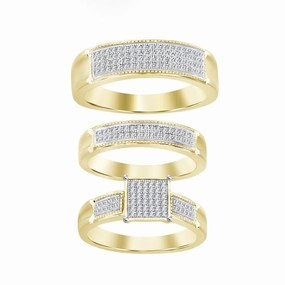 LADIES TRIOS SET 0.50CT ROUND DIAMOND 10K YELLOW GOLD Unique Detail Everyday Essential