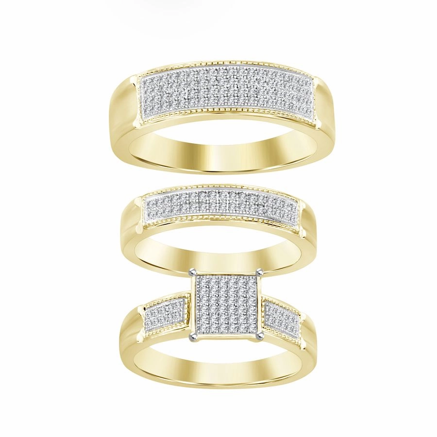 LADIES TRIOS SET 0.50CT ROUND DIAMOND 10K YELLOW GOLD Unique Detail Everyday Essential
