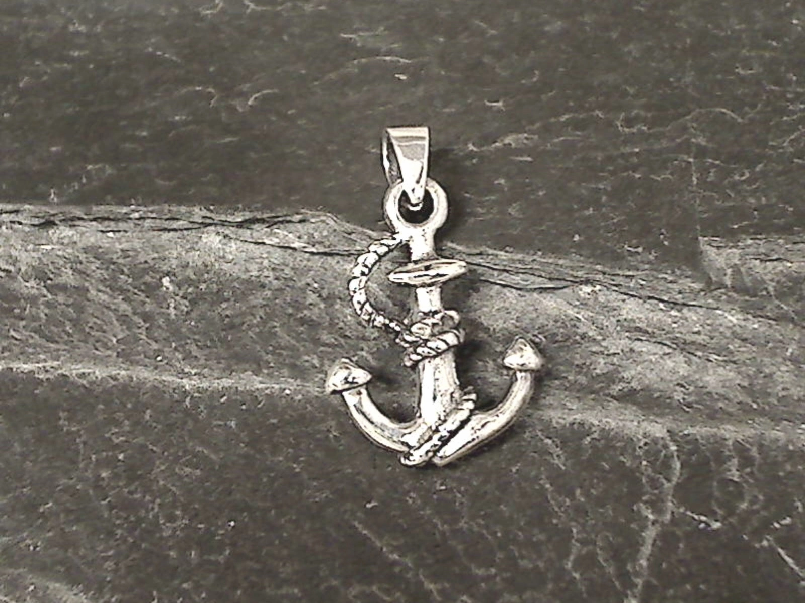 Edgy Light Sterling Silver Anchor Pendant