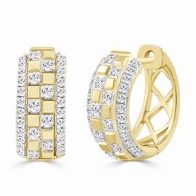 Statement Feature Shimmer Effect LADIES  HOOPS EARRINGS 0.50CT ROUND DIAMOND 10K YELLOW GOLD