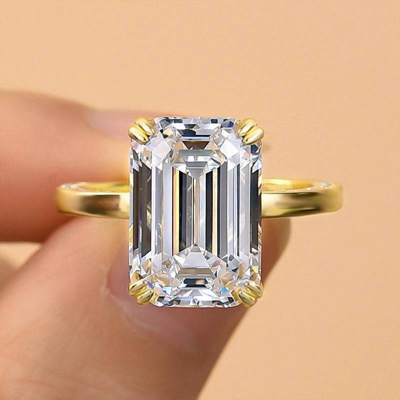 Family Crest Louily Gorgeous Yellow Gold Emerald Cut Engagement Ring