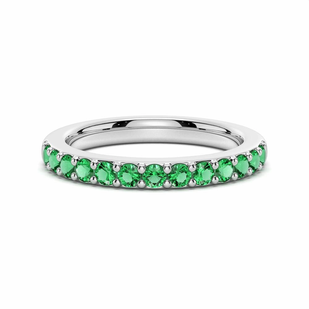 Fashionable Art Pav?? Emerald Half Eternity Ring
