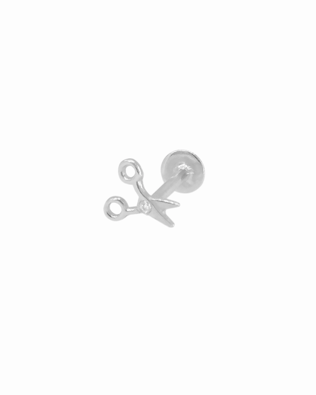 14K Gold Scissors Flat Back Earring Classic Embellishment