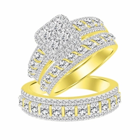 UNISEX TRIOS SET 2.00CT ROUND DIAMOND 10K YELLOW GOLD Sparkle Focus Sparkle Vibe