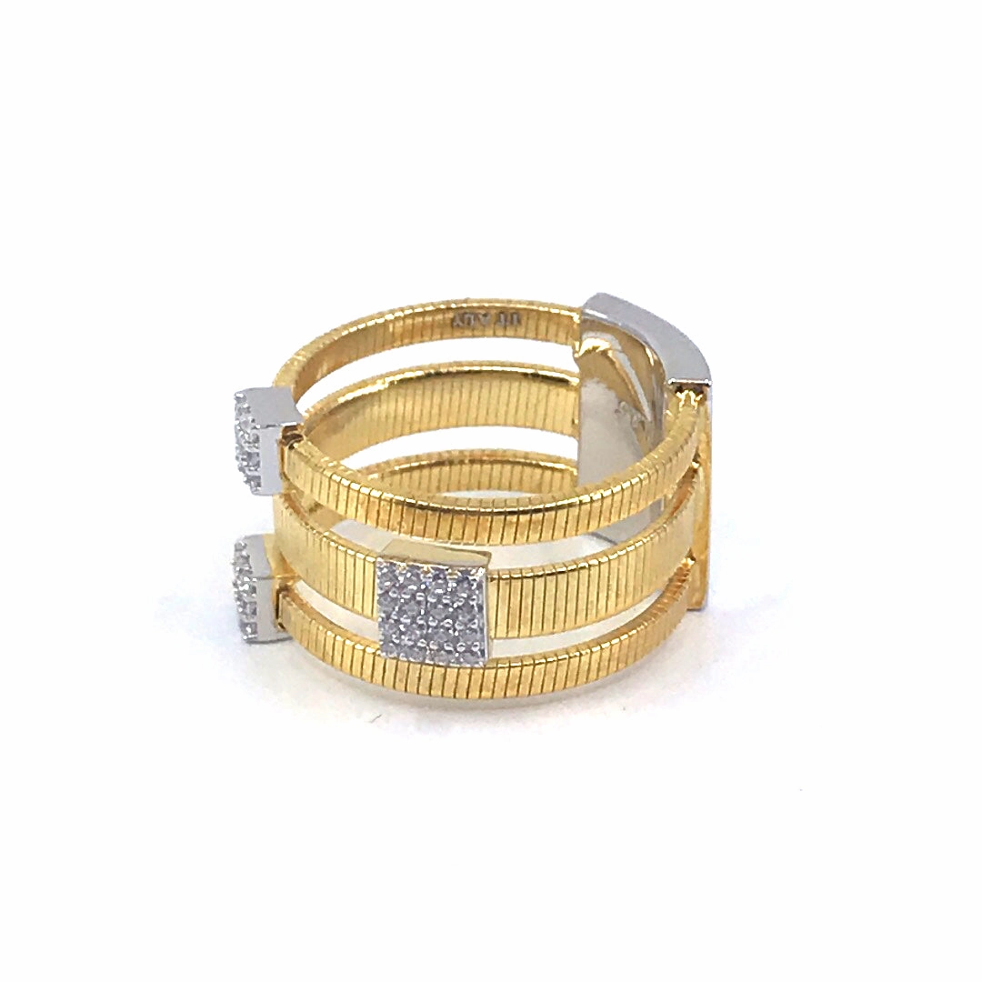 Birthday Style Gold Plated Micropave Sterling Silver Ring