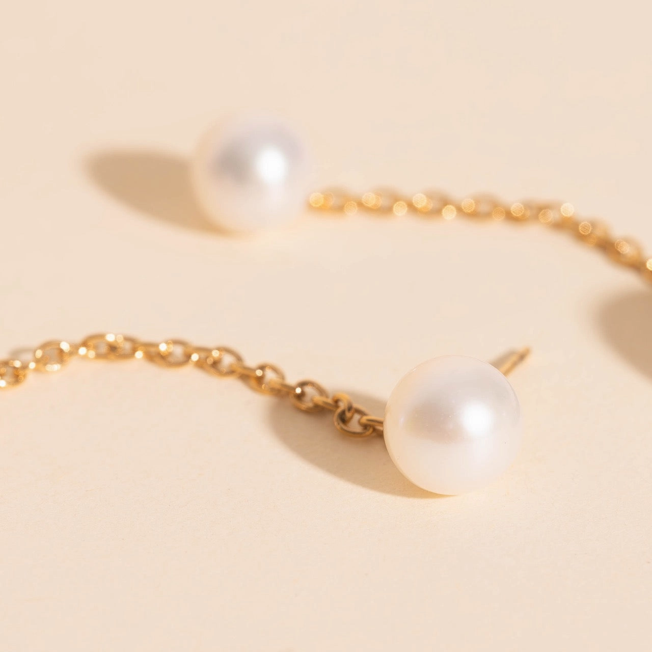 Pearl Line Stud Earrings Distinct Edge Refined Element