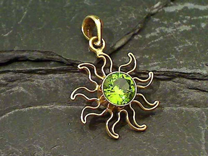 Luxury Spark Inspired Accent Synthetic Peridot, Alchemia Sun Pendant