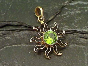 Luxury Spark Inspired Accent Synthetic Peridot, Alchemia Sun Pendant