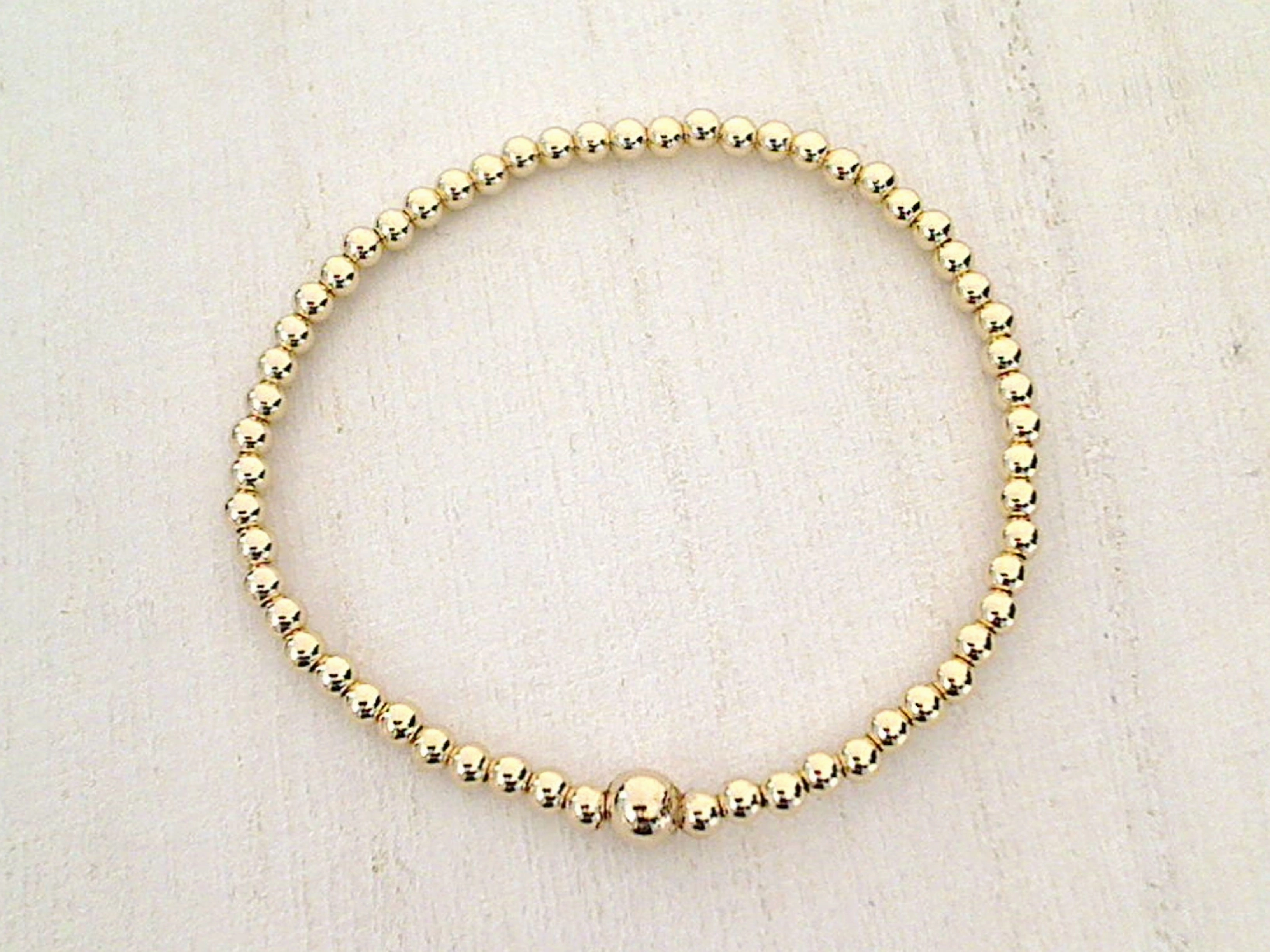 Star Detail Statement Touch 14kt Gold Filled Stretch Bracelet - Style 4 Small