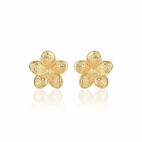 Fresh Statement Gold Plated Surgical Steel 5 Petal Flower Stud Earrings