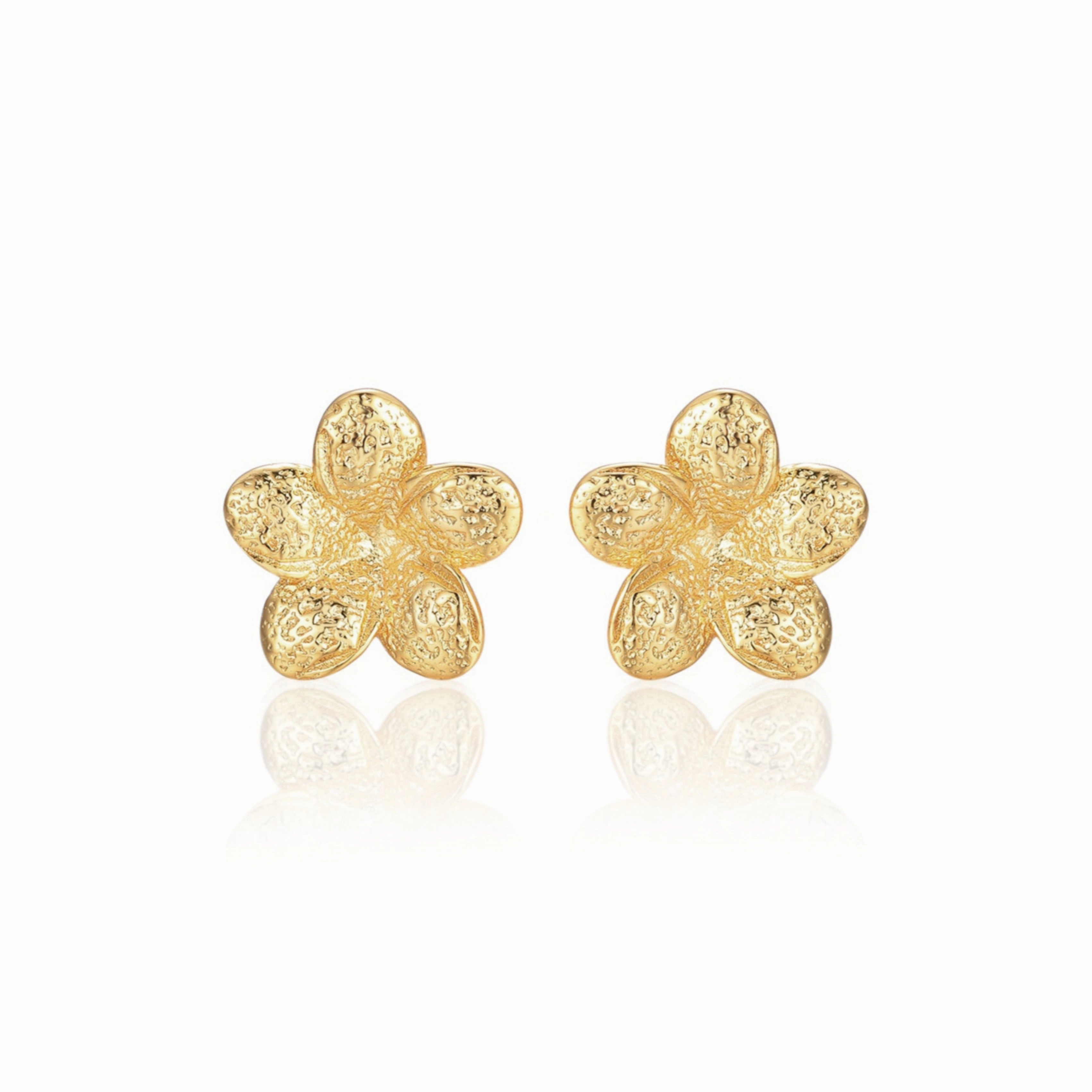 Fresh Statement Gold Plated Surgical Steel 5 Petal Flower Stud Earrings