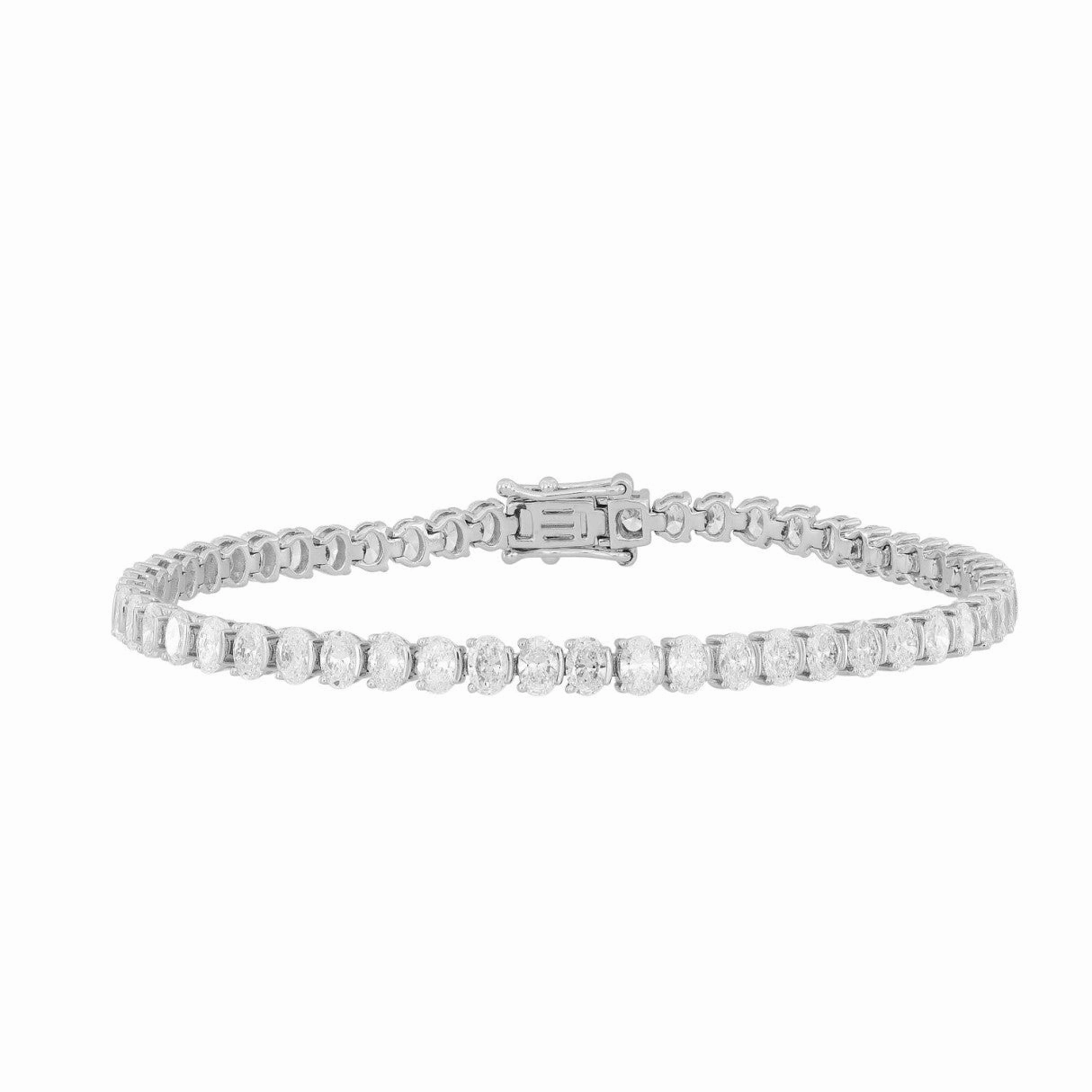 Textured Finish Creative Touch LADIES BRACELET 7CT OVAL DIAMOND 14K WHITE GOLD