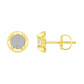 LADIES STUD EARRINGS 0.16CT ROUND DIAMOND 10K YELLOW GOLD Shine Accent Romantic Vibe