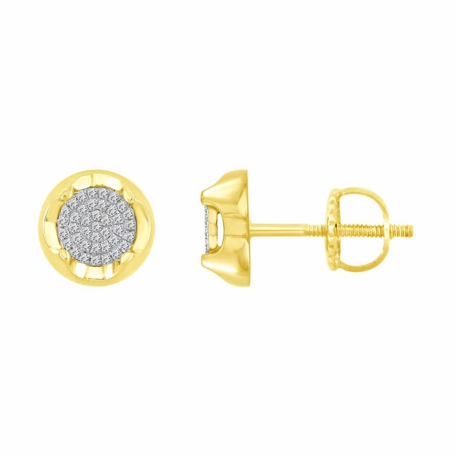 LADIES STUD EARRINGS 0.16CT ROUND DIAMOND 10K YELLOW GOLD Shine Accent Romantic Vibe