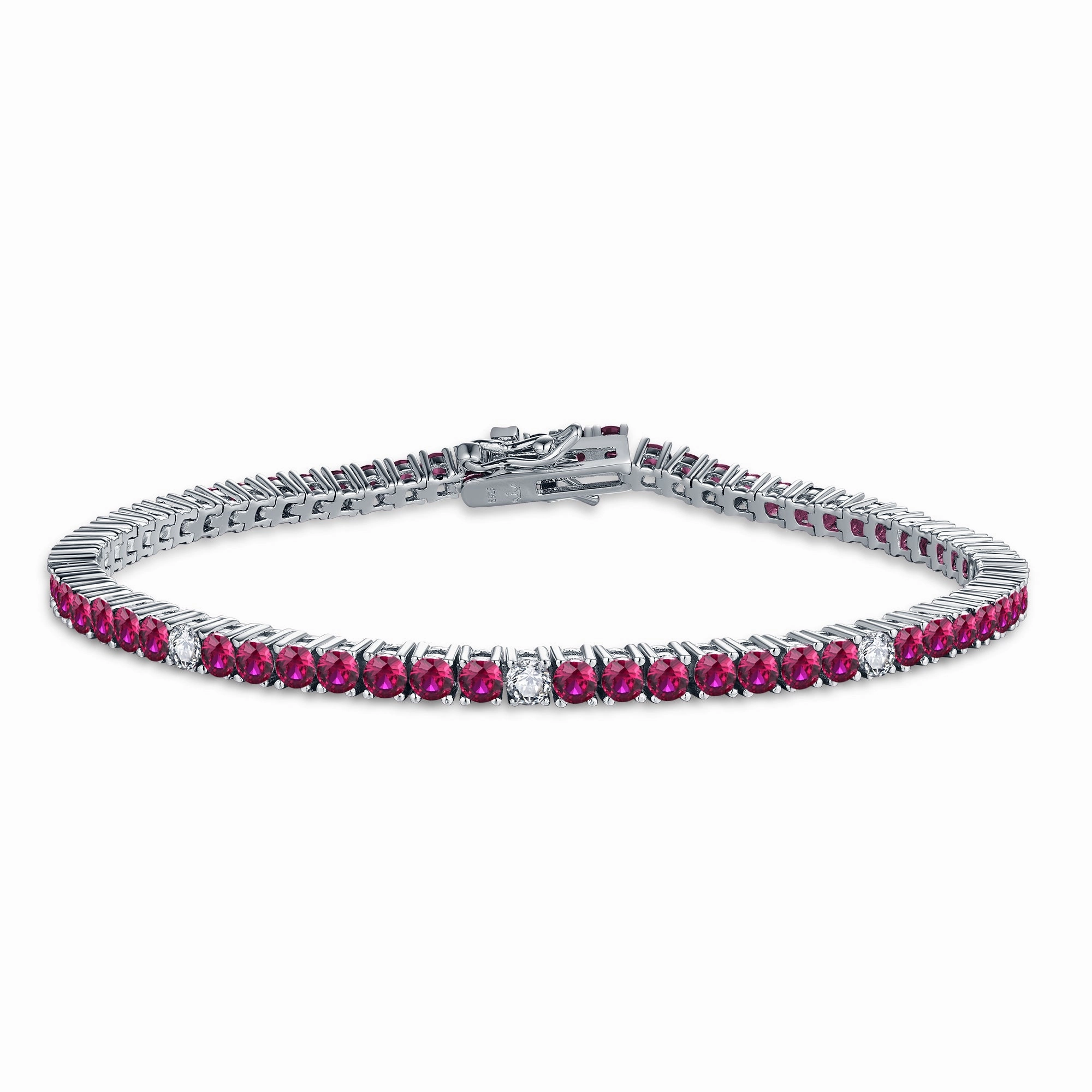 Sterling Silver Ruby, Emerald, Sapphire, or Black Colored CZ Stone Bracelet Daily Radiance Natural Spark