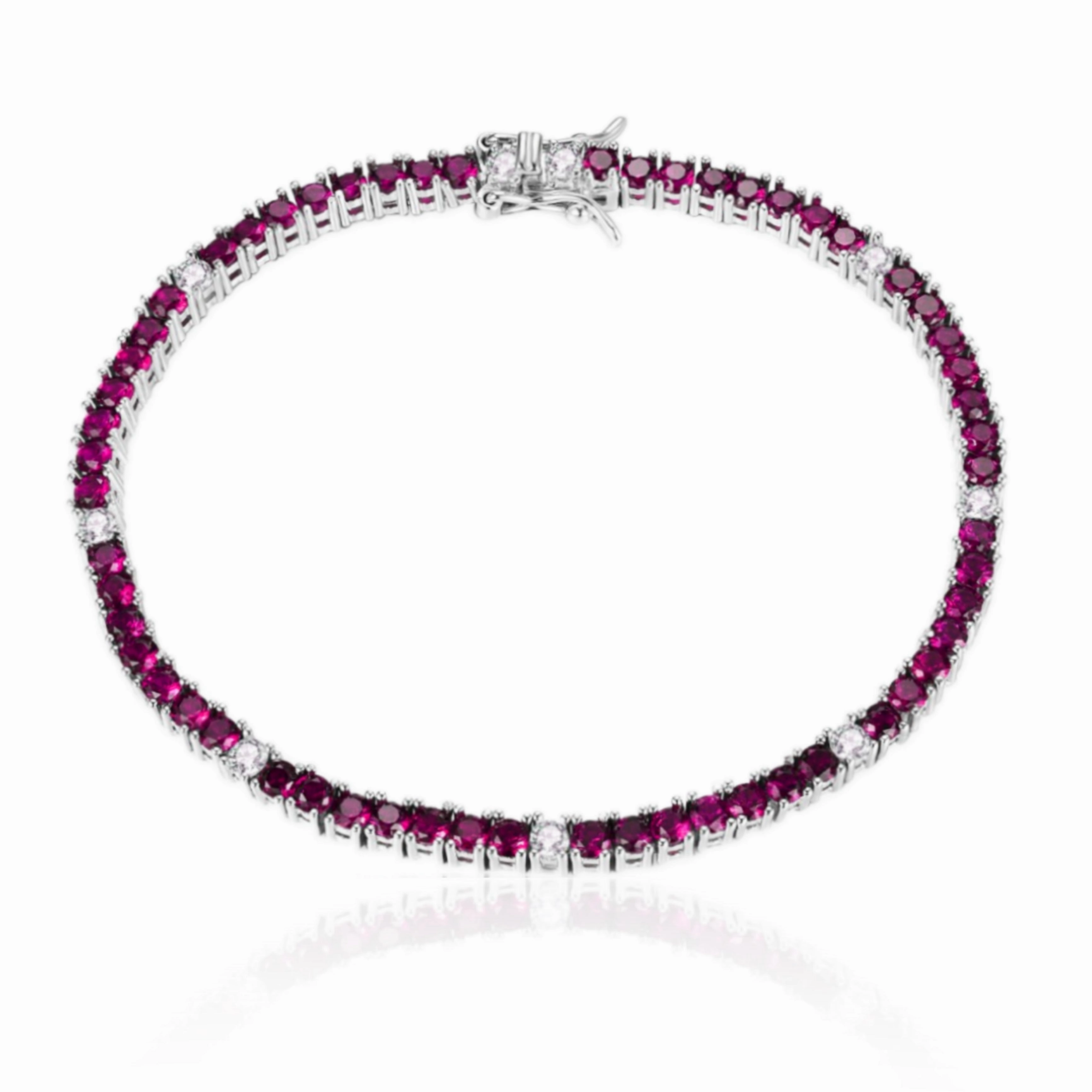 Creative Accent Sterling Silver Ruby, Emerald, Sapphire, or Black Colored CZ Stone Bracelet