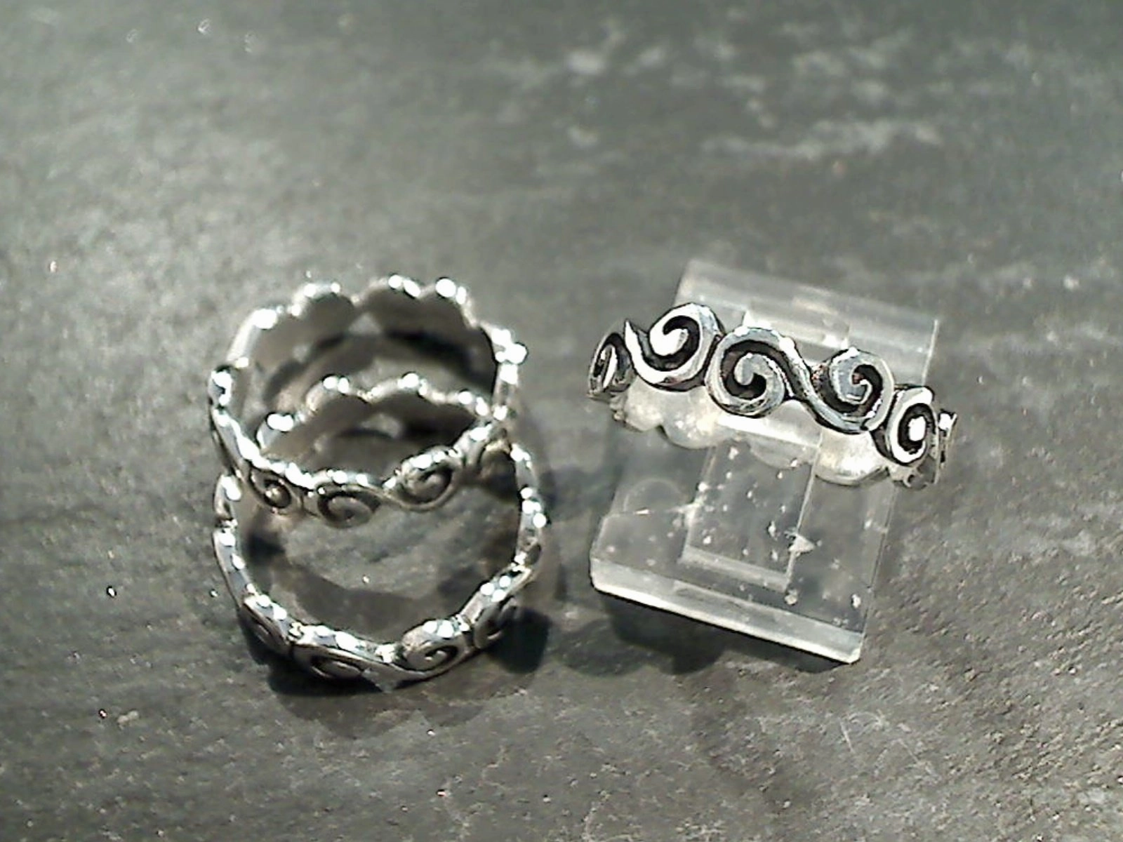 Polished Layer Birthday Style Size 6 Sterling Silver Swirls Ring Band