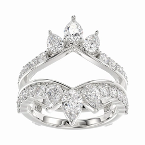 Formal touch Delicate Details LADIES ENHANCERS RING 1 3/4CT ROUND/PEAR/DIAMOND 14K WHITE GOLD