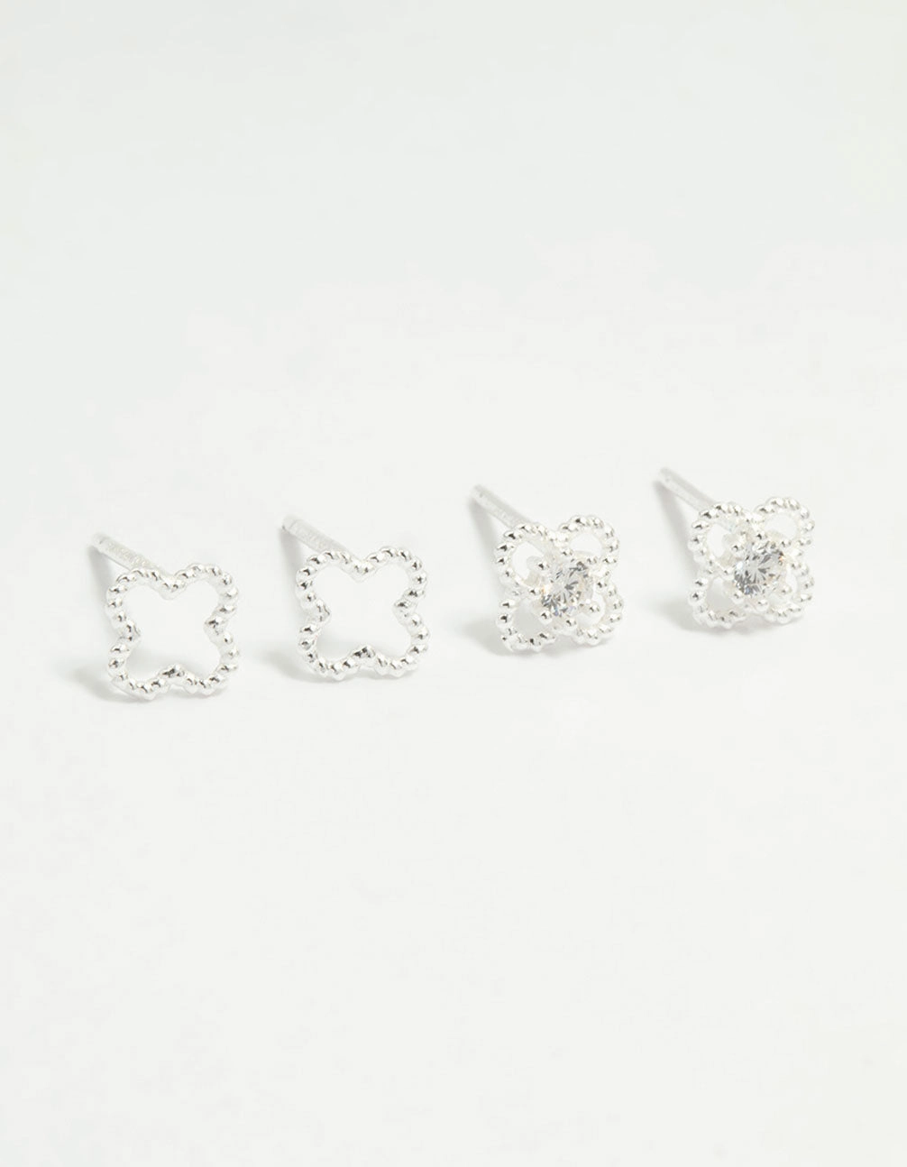 Sparkling Craft Sterling Silver Cubic Zirconia Flower Stud Earrings 2-Pack