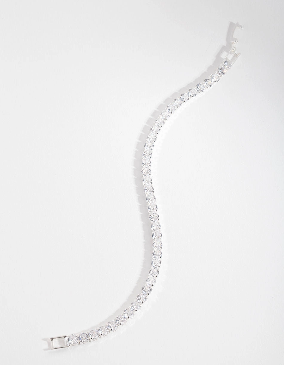 Silver Cubic Zirconia Baguette Tennis Bracelet Infinite Blends