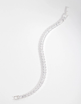 Silver Cubic Zirconia Baguette Tennis Bracelet Infinite Blends