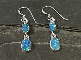 Clean Style Created Opal, Sterling Silver Earrings