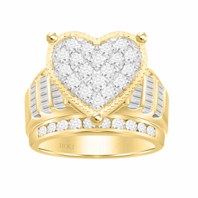 LADIES RING 0.50CT ROUND/BAGUETTE DIAMOND 10K YELLOW GOLD Distinctive Highlight Graceful Choice