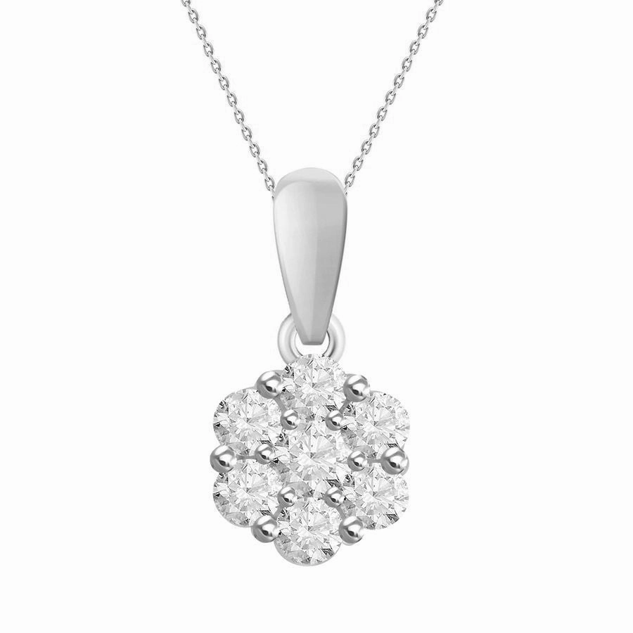Simple pieces LADIES PENDANT WITH CHAIN 0.50CT ROUND DIAMOND 10K WHITE GOLD