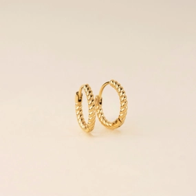 Rope Rounded Huggie Hoop Earrings Modern Fit