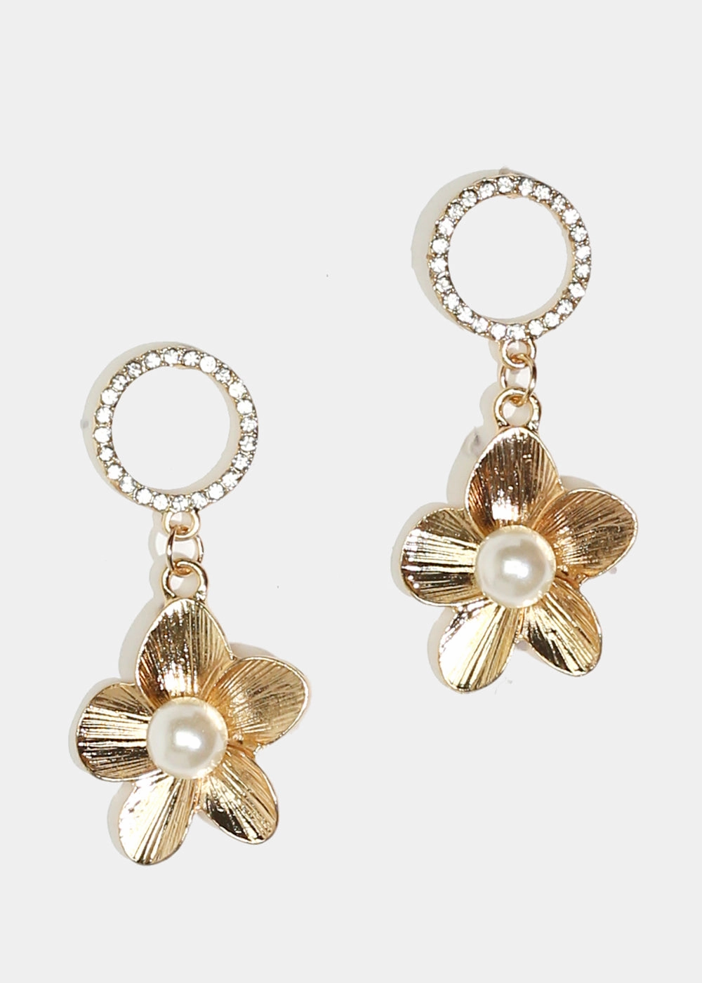 Party Outfit Sparkly Circle & Flower Dangle Earrings