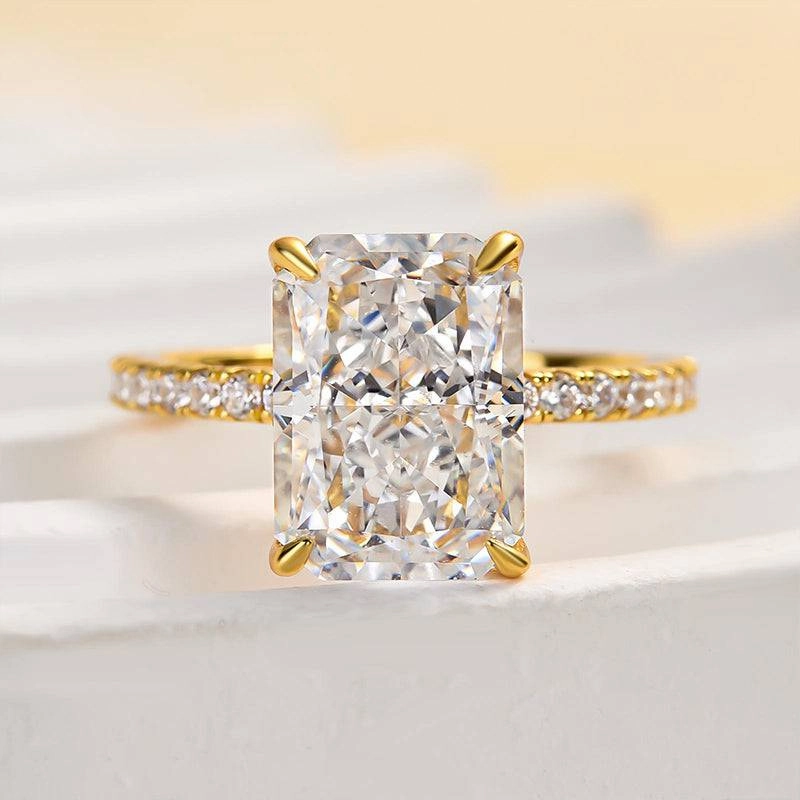 Louily Enchanting Yellow Gold Radiant Cut Engagement Ring Refined Jewelry