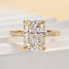Louily Enchanting Yellow Gold Radiant Cut Engagement Ring Refined Jewelry