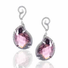 Sterling Silver Purple Stone Earrings Shining Sparkle Sparkle Pop
