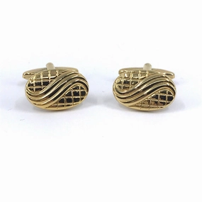 Rich Color Stainless Steel Gold Plated Swirl Oval Cufflinks