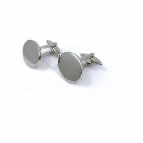 Stainless Steel Oval Cufflinks Crisp Sparkle