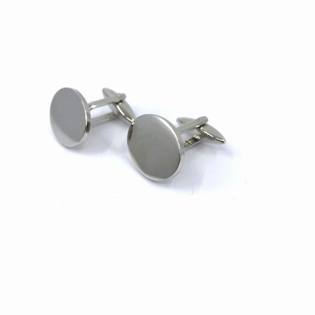 Stainless Steel Oval Cufflinks Crisp Sparkle