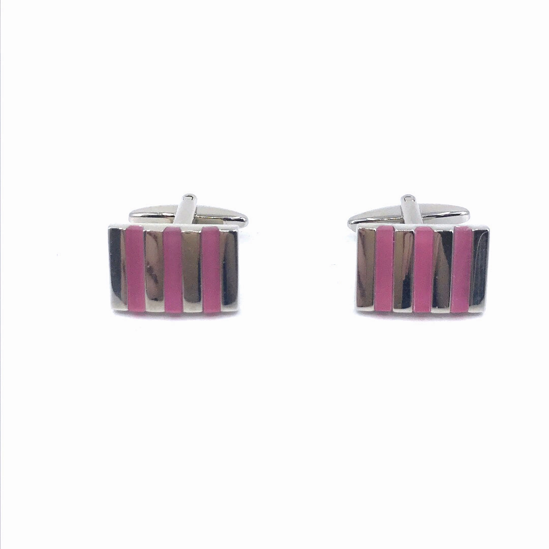 Creative Accent Stainless Steel Pink Lined Cufflinks