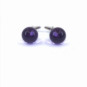 Stainless Steel Purple Ball Cufflinks Smooth Finish