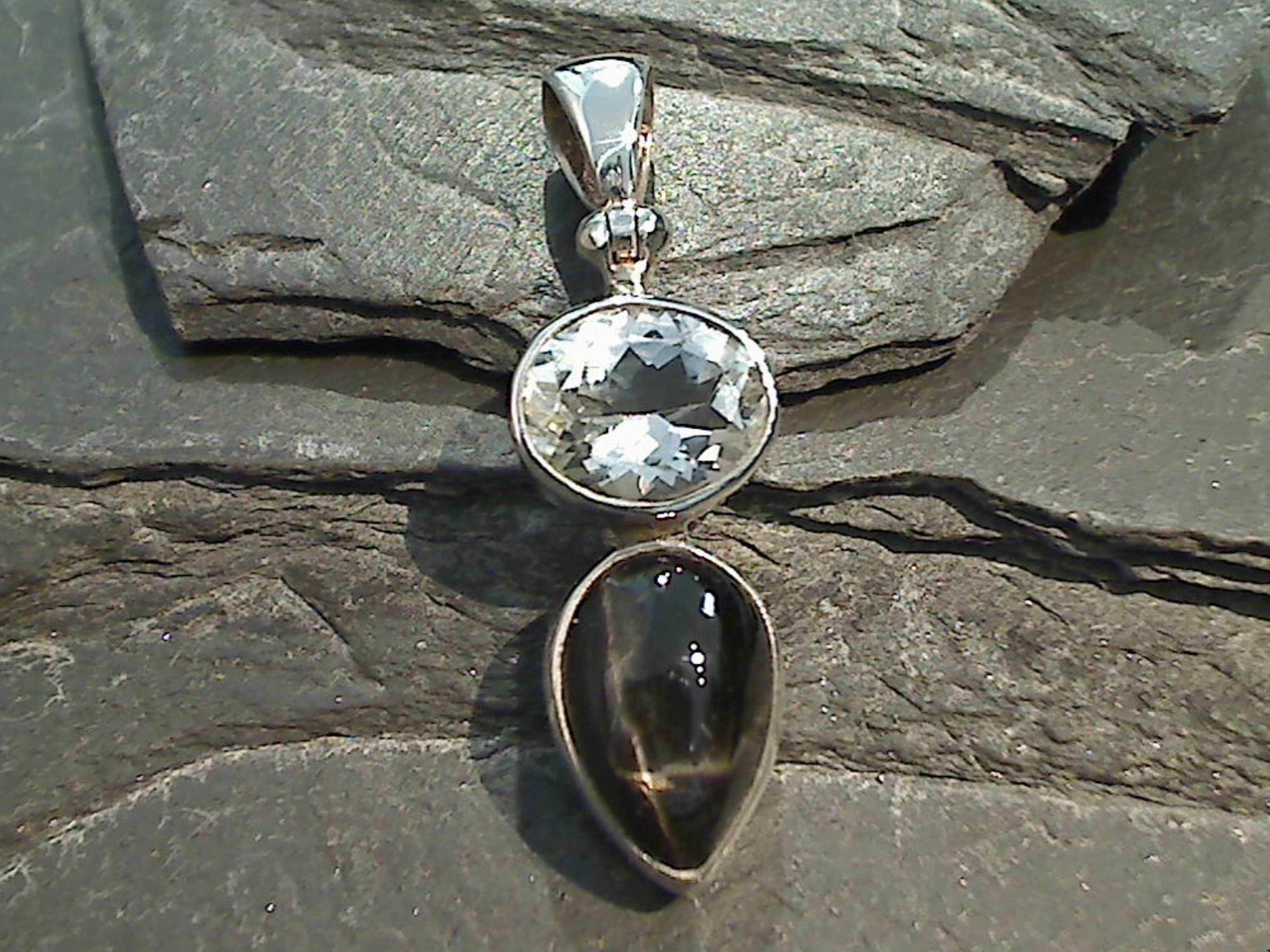 Star Diopside, Topaz, Sterling Silver Pendant Vivid Accent
