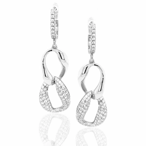 Petite Glam Sterling Silver Micropave CZ Interlocking Ovals Earring