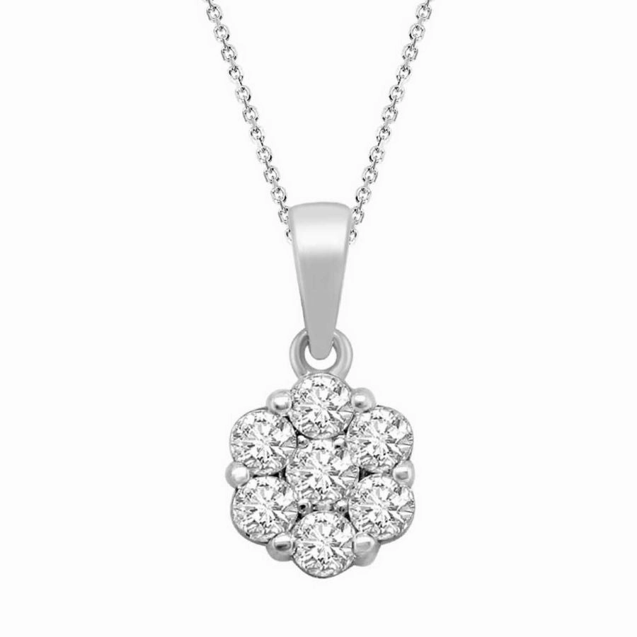 Radiant Appeal LADIES PENDANT WITH CHAIN 0.33CT ROUND DIAMOND 10K WHITE GOLD