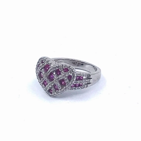 Versatile Gem youth appeal Rhodium Plated Sterling Silver CZ Heart Ring