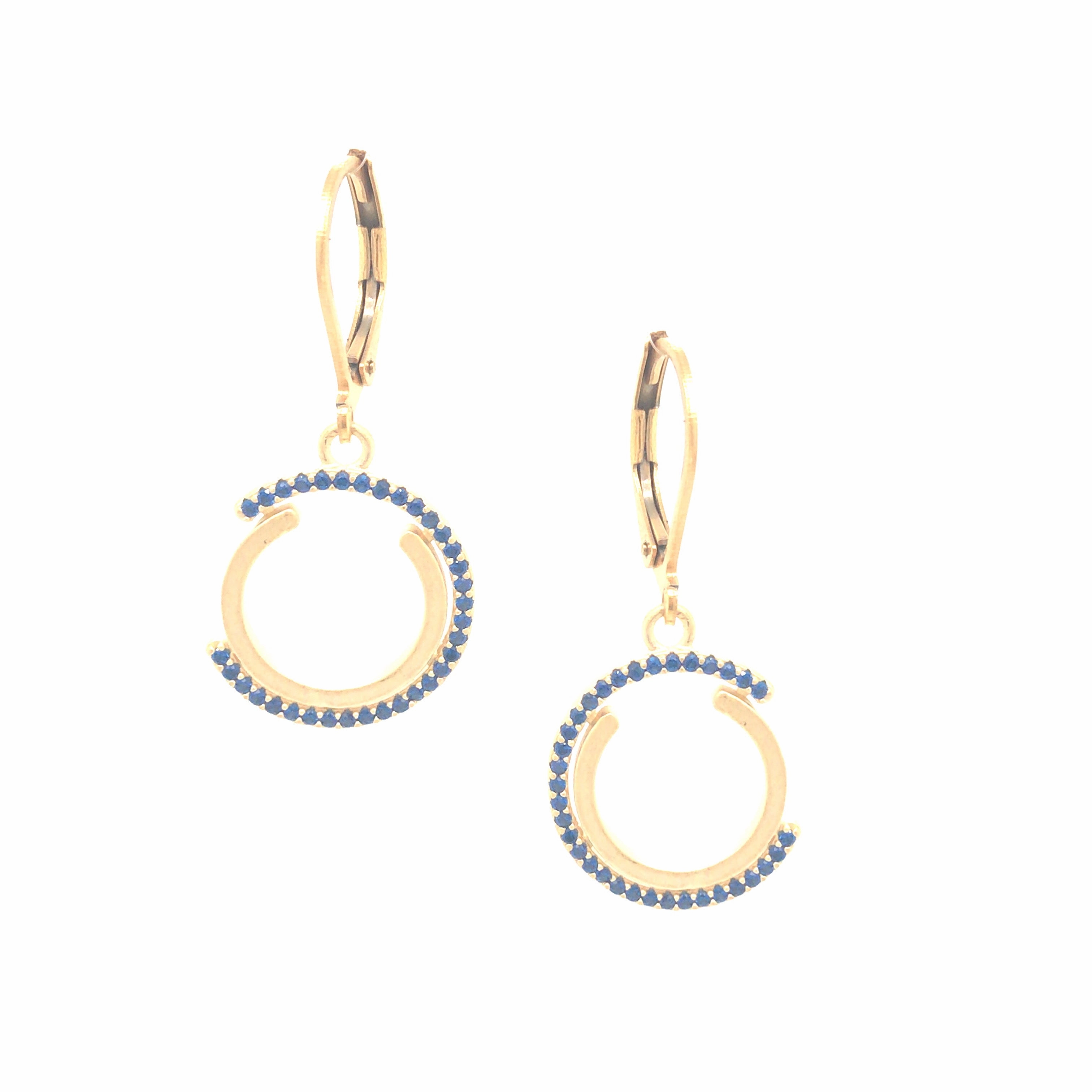 Matte Gold Plated Surgical Steel Concentric Circle Earrings (Blue) Allure Touch Elegant Look