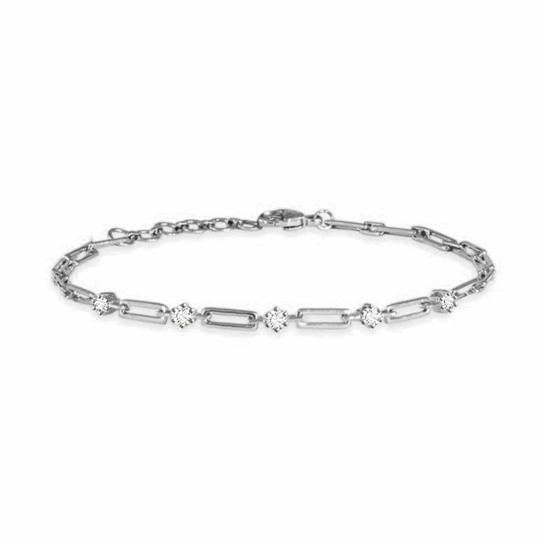Perfectly Prepared Moissanite Dotted Paperclip Chain Bracelet